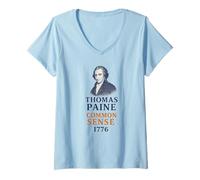 Femme Thomas Paine Common Sense 1776 Portrait d'histoire T-Shirt avec Col en V