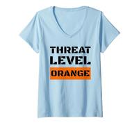 Femme Threat Level Orange High Risk of Trump Ruining America T-Shirt avec Col en V
