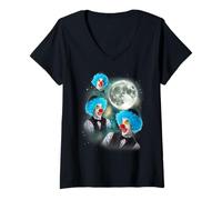 Femme Three Clown Moon | 3 Clowns de Cirque, Vilain mème maudit T-Shirt avec Col en V
