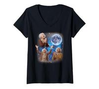 Femme Three Grannys Hurlant at The Moon Weird Meme Granny T-Shirt avec Col en V