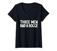 Femme Three Men and A Bocce Ball with Jack Bocci Game Bocce T-Shirt avec Col en V