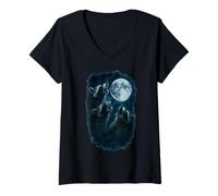 Femme Three Raccoons Howling At The Moon 3 Raccoon Moon T-Shirt avec Col en V