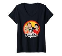 Femme Three's Company Roommates Bande dessinée rétro Illustration T-Shirt avec Col en V