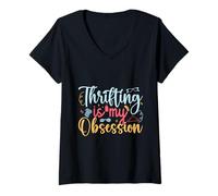 Femme Thrift Shopper Thrifting is My Obsession Thrift Store T-Shirt avec Col en V