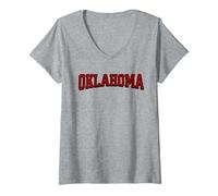 Femme Throwback Oklahoma Classic Varsity Vintage OK T-Shirt avec Col en V