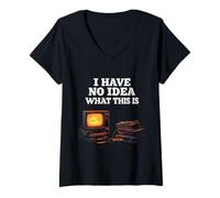 Femme Throwback Vintage Tech Humour I Have No Idea What This is T-Shirt avec Col en V