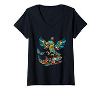 Femme Thunderbird et Whale, légende de la côte Nord-Ouest du Pacifique T-Shirt avec Col en V