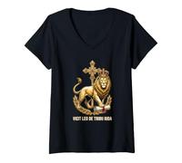 Femme Thurible Traditionnel Latin Messe Catholique T-Shirt avec Col en V