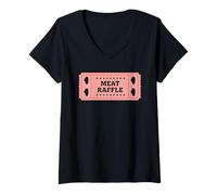 Femme Ticket drôle de tombola de Viande Illinois Midwestern Food Tradition T-Shirt avec Col en V