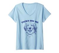 Femme Ticks Dig Me 2 T-Shirt avec Col en V