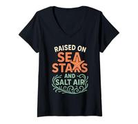 Femme Tide Pool Life Étoile de mer et anémone Ocean Nature Cadeau T-Shirt avec Col en V