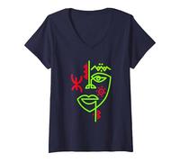 Femme TIFINAGH AMAZIGH Art ET Je suis Kabyle Algerie T-Shirt avec Col en V, Bleu Marine, L