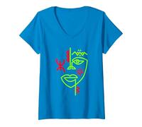 Femme TIFINAGH AMAZIGH Art ET Je suis Kabyle Algerie T-Shirt avec Col en V, Saphir, M