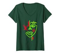 Femme TIFINAGH AMAZIGH Art ET Je suis Kabyle Algerie T-Shirt avec Col en V, Vert Forêt, M