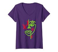 Femme TIFINAGH AMAZIGH Art ET Je suis Kabyle Algerie T-Shirt avec Col en V, Violet, L