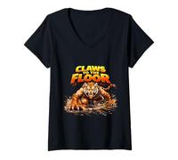 Femme Tiger Power Claw Strike Motion Design Graphique T-Shirt avec Col en V