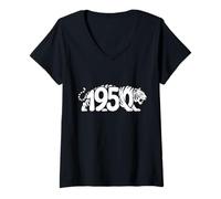 Femme Tigre 1950 - Année du Zodiaque Chinois personnalisé Word Art T-Shirt avec Col en V