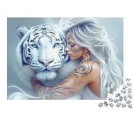 Femme Tigre Blanc 1000 Pièces Carton Robuste Puzzle Classique Senior Jigsaw Enthusiastes Défi du Jeu Éducatif 70x50cm/1000pcs