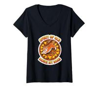 Femme Tigre Ethnique Bold Unisexe Adolescents Jeunes Chercheurs Nature Lovers T-Shirt avec Col en V