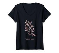 Femme Tikkun Olam Juif Hébreu Nature Shalom T-Shirt avec Col en V