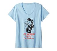 Femme Til Death Honey I'm Not Going Anywhere Gothique Halloween T-Shirt avec Col en V
