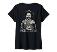 Femme Timbre Vintage de la Révolution Mexicaine - Style Cultura T-Shirt avec Col en V