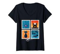 Femme Timbres effrayants effrayants pour Halloween Motif Citrouille T-Shirt avec Col en V