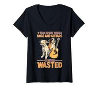 Femme Time Spent with Dogs and Guitars is Never Wasted T-Shirt avec Col en V