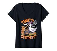Femme Time to Stir The Pot, Une oie d'halloween drôle et sorcière pour Femmes et Hommes T-Shirt avec Col en V