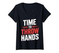 Femme Time to Throw Hands Boxing Fighter Attitude Athlete - T-Shirt avec Col en V