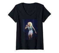 Femme Tina Turner Chante en Direct sur scène 1990 T-Shirt avec Col en V