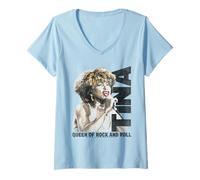 Femme Tina Turner Queen of Rock and Roll T-Shirt avec Col en V