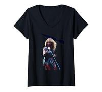 Femme Tina Turner, Reine du Rock 'n' Roll en Direct T-Shirt avec Col en V