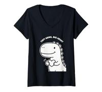 Femme Tiny Arms Big Heart Dinosaure Mignon pour Enfants Motif Saint-Valentin T-Shirt avec Col en V