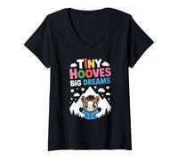 Femme Tiny Hooves Big Dreams Mignon bébé Cheval Montagne T-Shirt avec Col en V