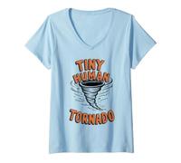 Femme Tiny Human Tornado Parent Life Funny Toddler Boy T-Shirt avec Col en V