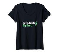 Femme Tiny Patients Big Hearts Infirmière Post-Partum T-Shirt avec Col en V