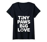 Femme Tiny Paws Big Love T-Shirt avec Col en V