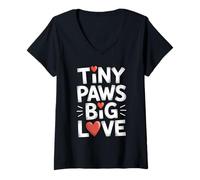 Femme Tiny Paws Big Love T-Shirt avec Col en V