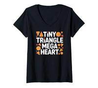 Femme Tiny Triangle, Mega Heart. Cute Pizza T-Shirt avec Col en V