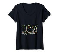Femme Tipsy Karaoké T-Shirt avec Col en V