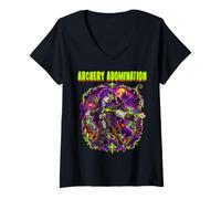 Femme Tir à l'arc Abomination Archer Arc Flèche Zombie Vampire Homme Garçon T-Shirt avec Col en V
