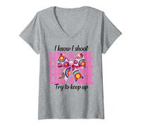 Femme Tir à l'arc pour fille Tir à l'arc Maman Archer Je sais que je tire comme une fille T-Shirt avec Col en V