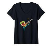 Femme Tir de Pigeons en Argile T-Shirt avec Col en V