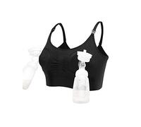 Femme Tire Laits Bustier Mains Libres Soutien-Gorge Spécial Maternité Allaitement Bras Brassière (Noir, M)
