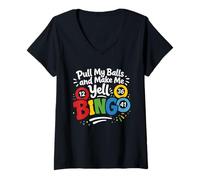 Femme Tirez Mes balles et Faites-Moi Crier au Bingo T-Shirt avec Col en V