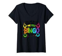 Femme Tirez Mes balles et Faites-Moi Crier au Bingo T-Shirt avec Col en V