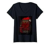 Femme Tirol T-Shirt Aigle tyrolien avec Armoiries et Drapeau pour Homme et Femme T-Shirt avec Col en V