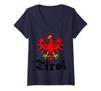 Femme Tirol T-Shirt avec Aigle tyrolien pour Homme et Femme T-Shirt avec Col en V