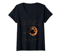 Femme Tis Now The Witching Time of Night Citation de Shakespeare Noir T-Shirt avec Col en V